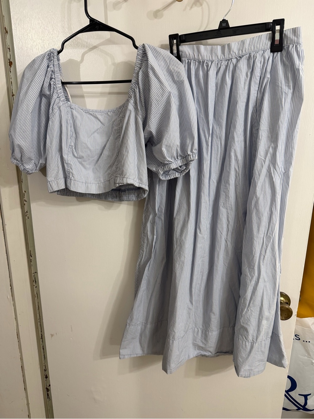 Aerie Blue and White Pinstripe 2 Piece Dress